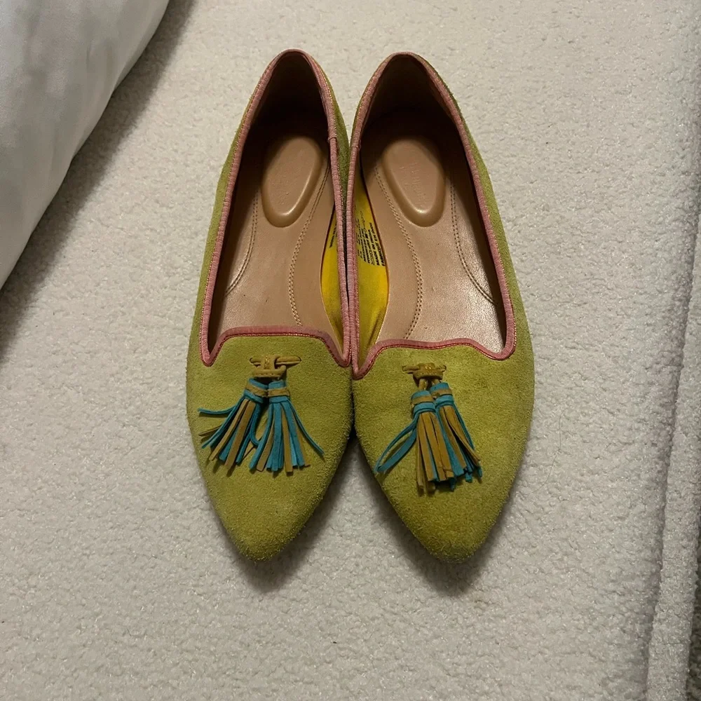 Hush Puppies Green Flats with Blue Tassels - Picture 1 of 4